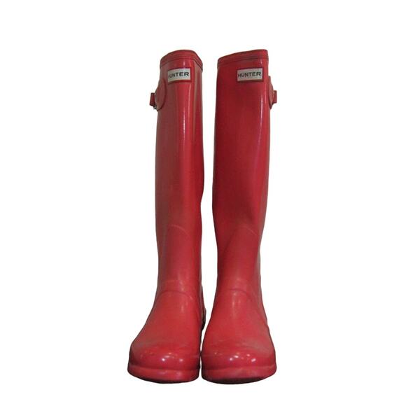 Hunter Pink Original Gloss Rain Boots Sz 5F - Picture 2 of 7